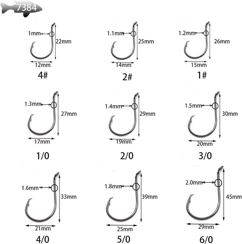 PHECDA PROFLY 100pcs Size 5/0 Offset Point Octopus Hook with Closed Eye Black High Carbon Steel Sport Circle Hook - Image 3